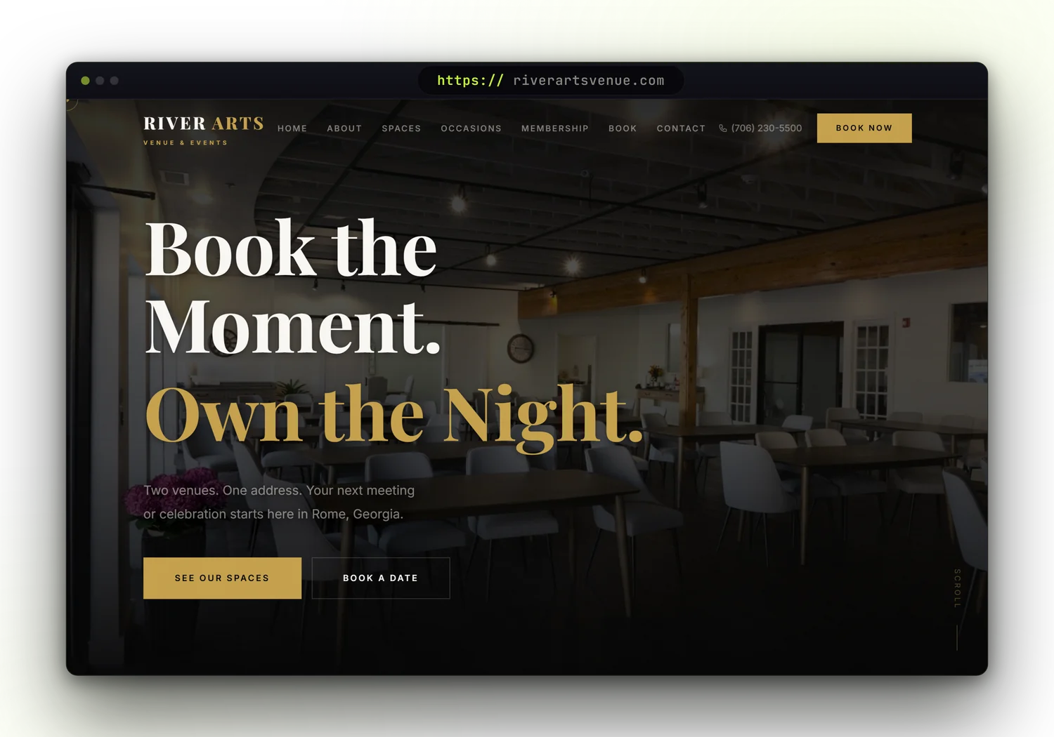 River Arts Venue event venue website built by Forge