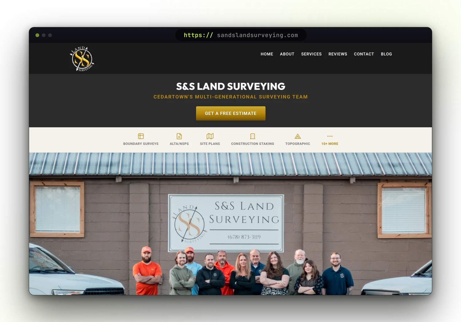 S&S Land Surveying website built by Forge