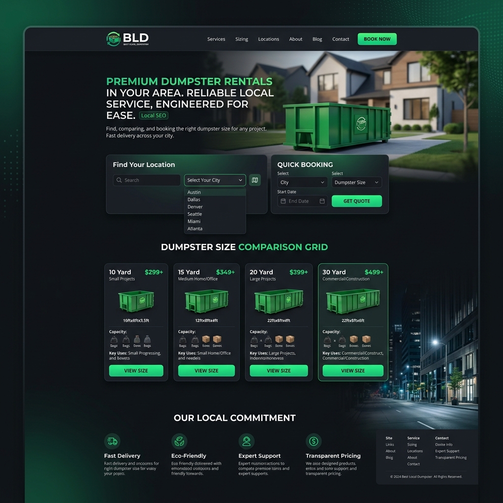 Best Local Dumpster lead site with city dropdowns