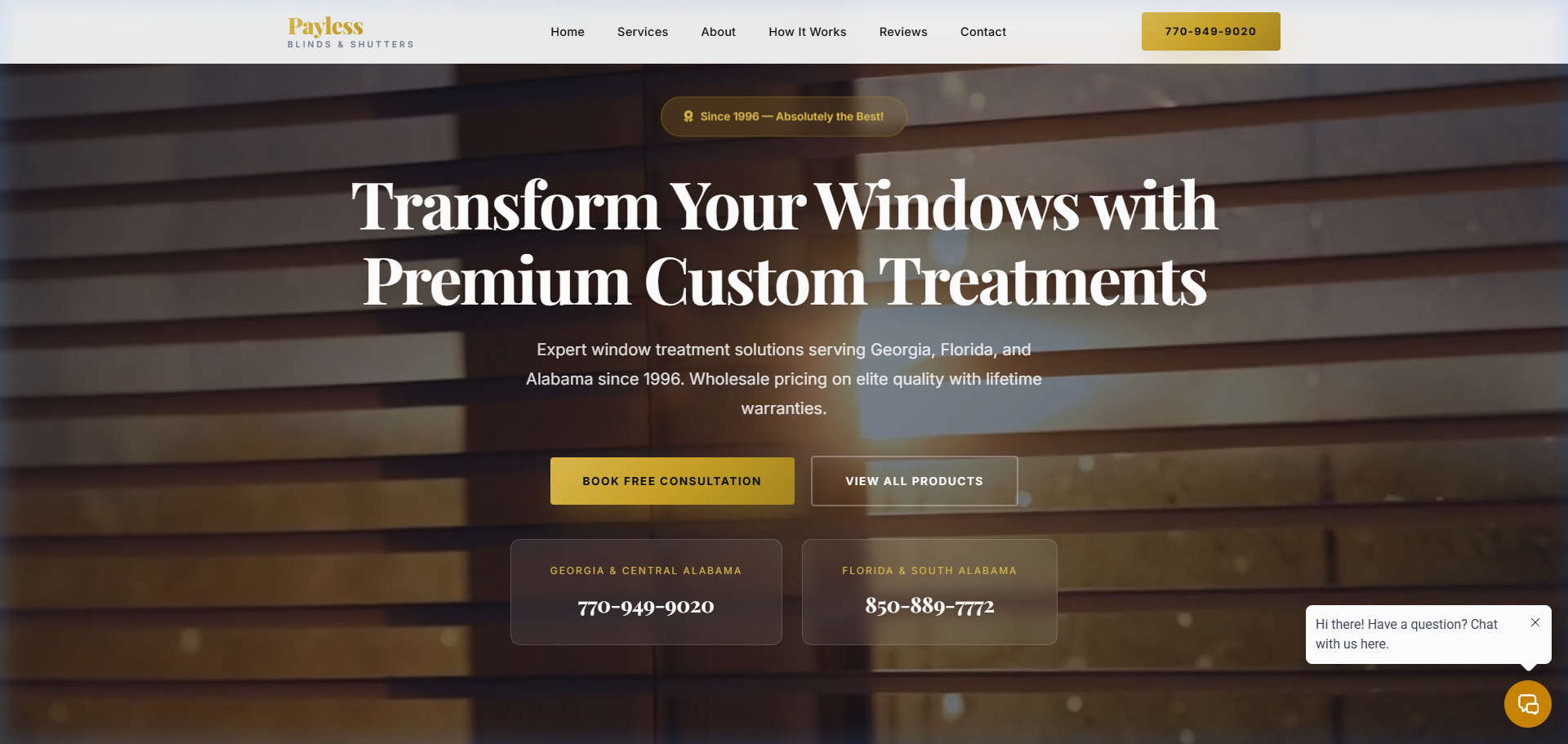 Payless Blinds in-home consultation booking site
